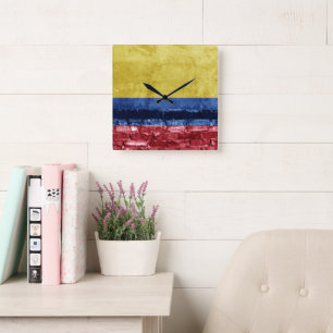 Colombias flagga fyrkantig klocka