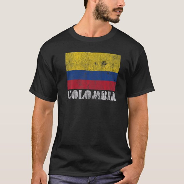 Colombias Flagga Vintage Land Souvenir T Shirt (Framsida)