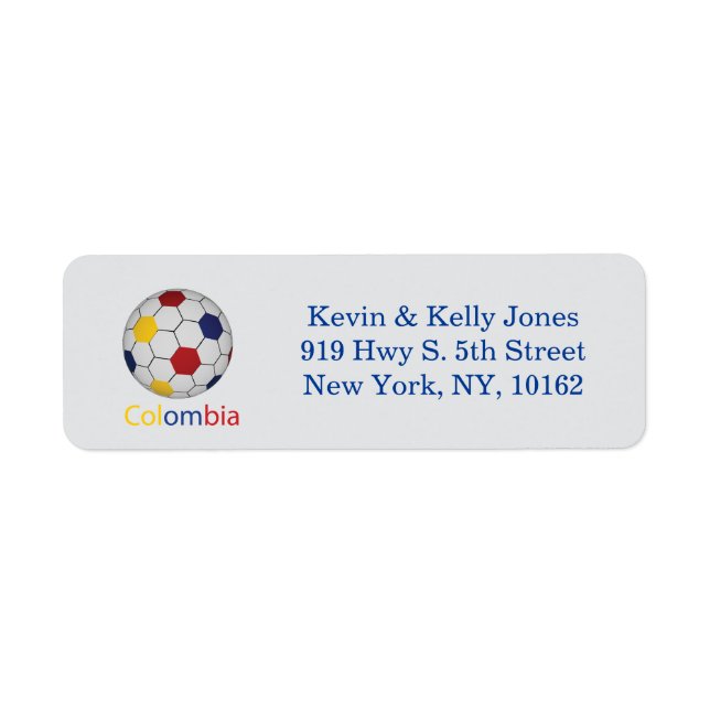 Colombias fotboll returadress etikett (Framsidan)