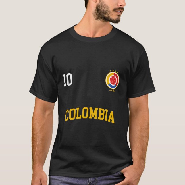Colombias fotbollsspelare nr 10 Colombianska Flagg T Shirt (Framsida)