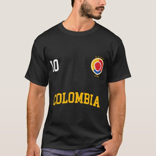 Colombias fotbollsspelare nr 10 Colombianska Flagg T Shirt (Framsida)