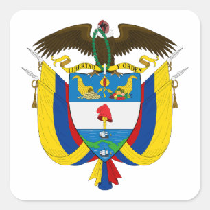 Colombias lands coat vapen symbol emblem flagga fyrkantigt klistermärke