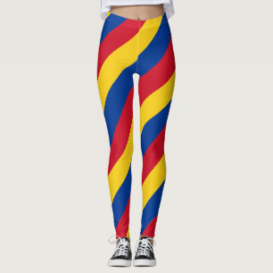 Colombias nationella Flagga Färg Diagonal Stripe Leggings