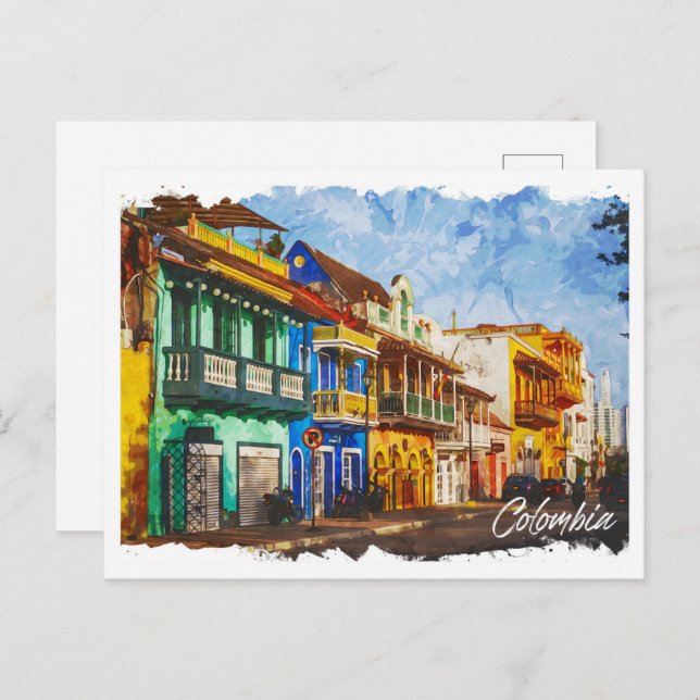 Colombias vackra oljefärgning liggande vykort (Fram/baksida)