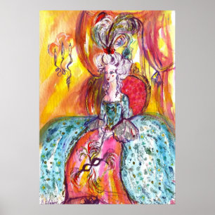 COLOMBINA, DAM MED MASK Venetian Masqueraad Poster