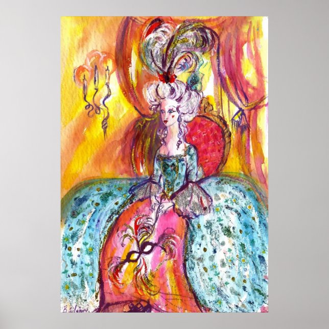 COLOMBINA, DAM MED MASK Venetian Masqueraad Poster (Framsidan)