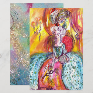 COLOMBINA Venetian Masqueramaskblå Rosa Brevpapper
