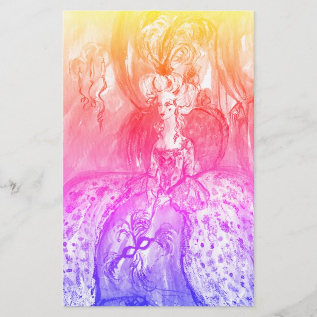 COLOMBINA / Venetian Masqueramasker Rosa Blue Brevpapper (Framsida)