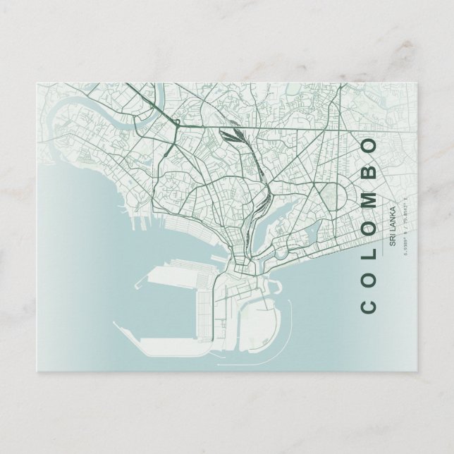 Colombo Sri Lanka Karta Minimalistiskt vykort (Framsida)