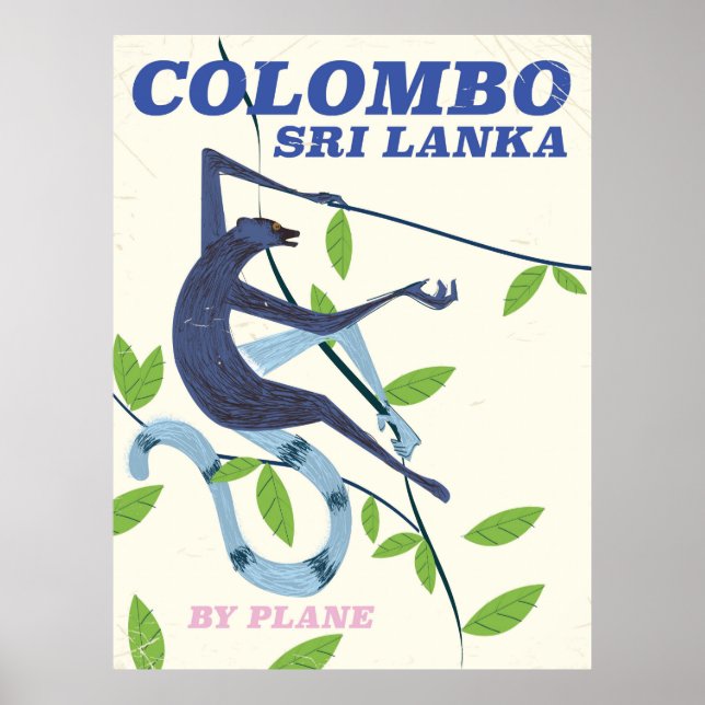Colombo Sri Lanka vintage stil reseaffisch Poster (Framsidan)