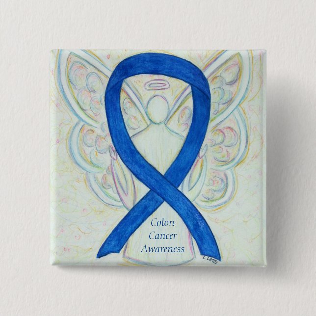 Colon Cancer Angel Awareness Ribbon Anpassningsbar Knapp (Framsida)