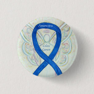 Colon Cancer Angel Blue Awareness Ribbon Art Pin Knapp