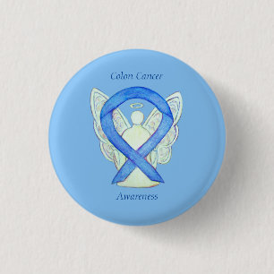 Colon Cancer Angel Blue Awareness Ribbon Art Pin Knapp