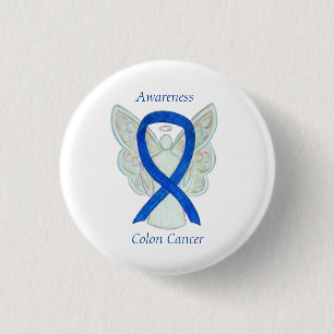 Colon Cancer Angel Blue Awareness Ribbon Art Pin Knapp
