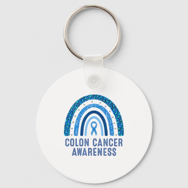 Colon Cancer Awareness Blue Ribbon Design Nyckelring (Framsida)
