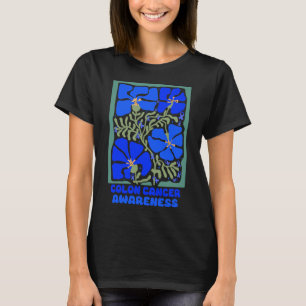 Colon Cancer Awareness Boho Blue Flower T Shirt