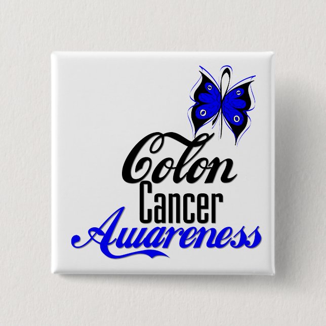 Colon Cancer Awareness Butterfly Knapp (Framsida)