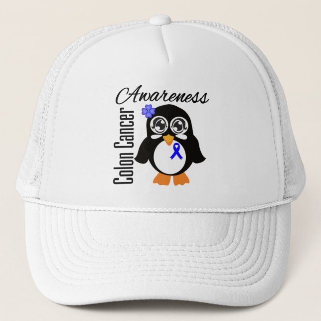 Colon Cancer Awareness Penguin Truckerkeps (Framsida)