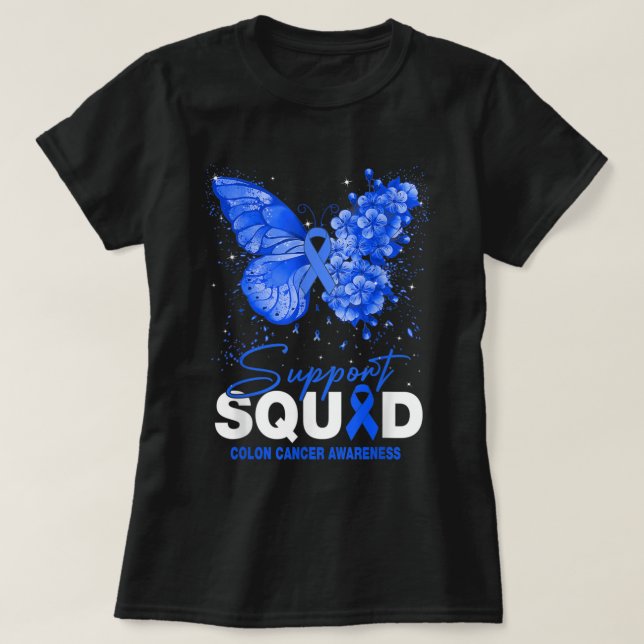 Colon Cancer Awareness Support Squad Butterfly T Shirt (Design framsida)
