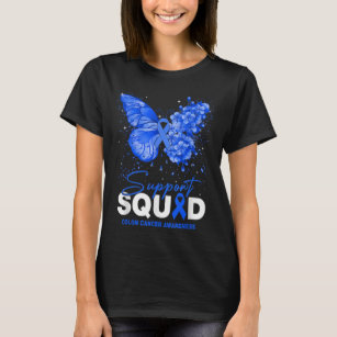 Colon Cancer Awareness Support Squad Butterfly T Shirt
