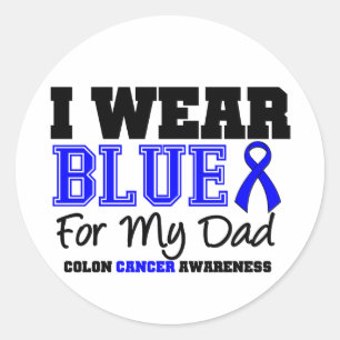 Colon Cancer Blue Ribbon for My Pappa (Sporty) Runt Klistermärke
