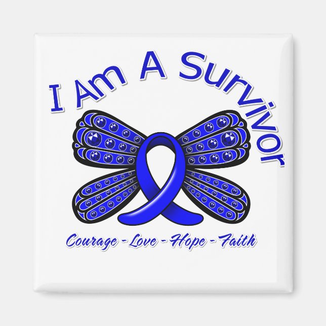 Colon Cancer Butterfly Jag är en efterlevande Magnet (Framsidan)