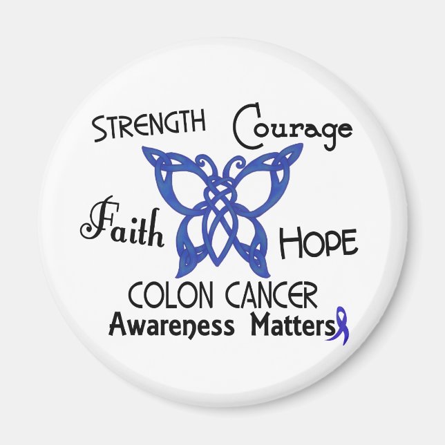 Colon Cancer Celtic Butterfly 3 Magnet (Framsidan)
