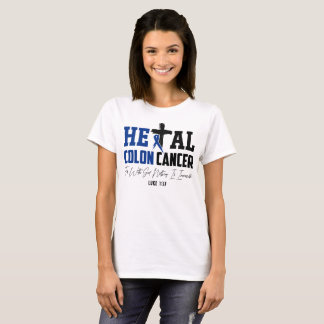 Colon Cancer Christian Luke 1:37 Mörk blått Ribbon T Shirt