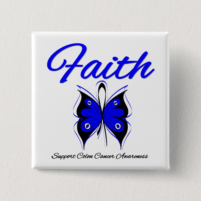 Colon Cancer Faith Butterfly Ribbon Knapp (Framsida)