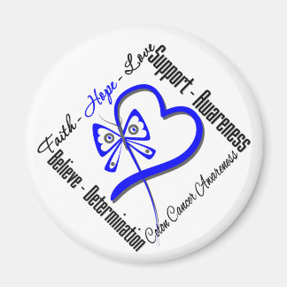 Colon Cancer Faith Hope Kärlek Butterfly Magnet