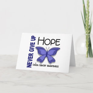 Colon Cancer Ge aldrig upp Hope Butterfly 4.1 Kort