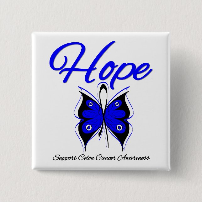 Colon Cancer Hope Butterfly Ribbon Knapp (Framsida)
