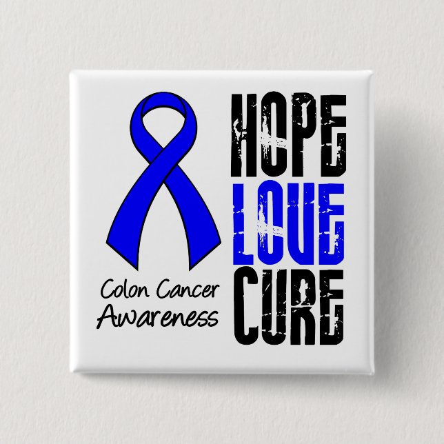 Colon Cancer Hope Kärlek Cure Ribbon Knapp (Framsida)