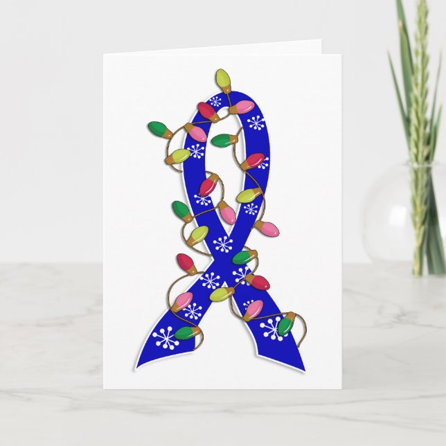 Colon Cancer jul Ljus Ribbon Helgkort (Framsida)