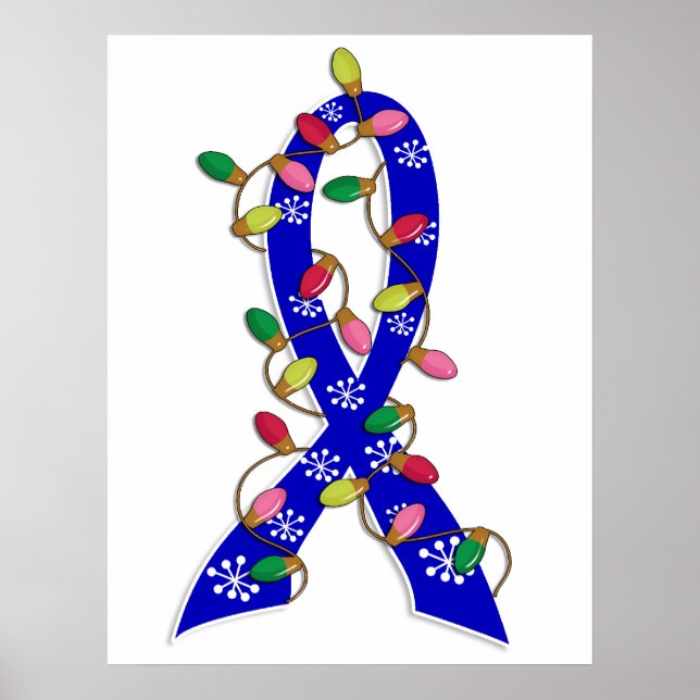 Colon Cancer jul Ljus Ribbon Poster (Framsidan)