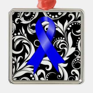 Colon Cancer Ribbon Deco Noir Julgransprydnad Metall