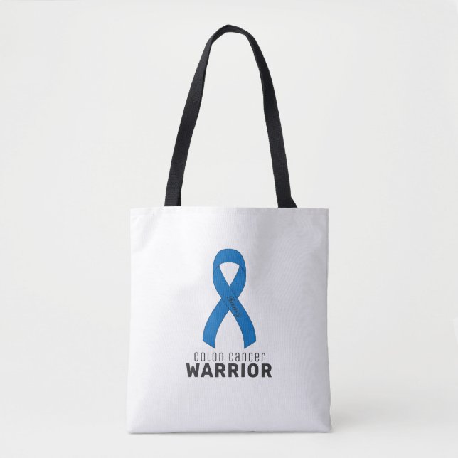 Colon Cancer Ribbon White Tote Bag Tygkasse (Framsida)