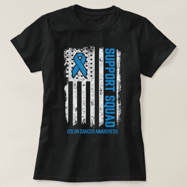 Colon Cancer Shirts Support Squad Colon Cancer Awa T Shirt (Design framsida)