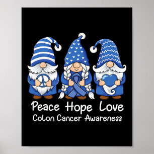 Colon Cancer Support Gnomes with Ribbon Colorectal Poster