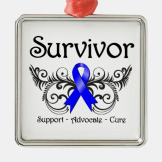 Colon Cancer Survivor Blommigt Deco Julgransprydnad Metall