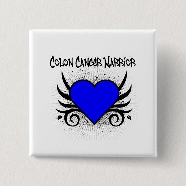 Colon Cancer Warrior Heart Knapp (Framsida)