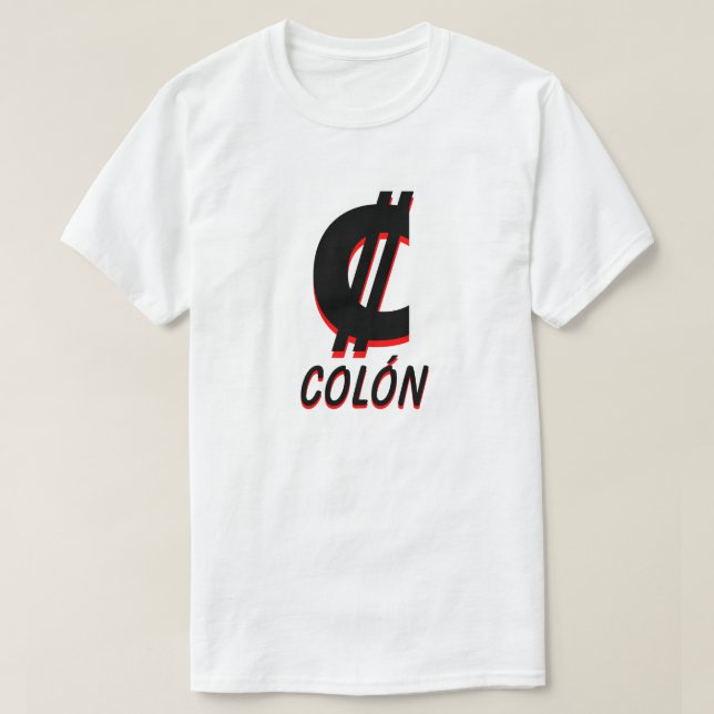 ₡ Colón vit Tee Shirt (Design framsida)