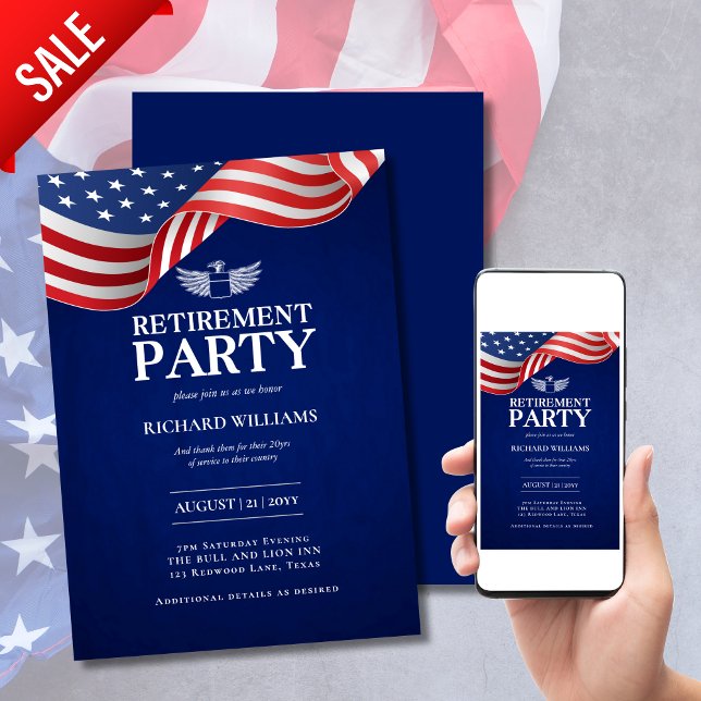 COLONEL PENSION Silver Eagle Vingar militärt Inbjudningar (Skapare uppladdad)