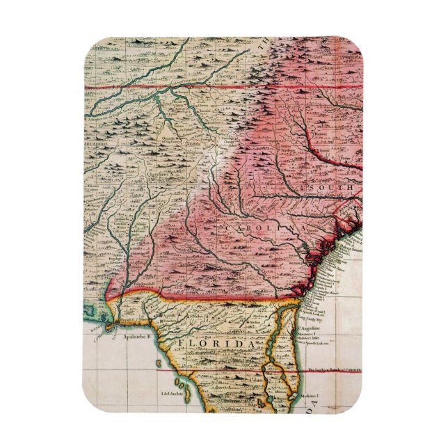 COLONIAL AMERICA KARTA, 1733 MAGNET (Vertikal)