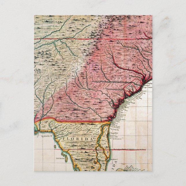 COLONIAL AMERICA KARTA, 1733 VYKORT (Framsida)