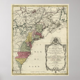 Colonial America Karta efter Matthaus Lotter (1776 Poster