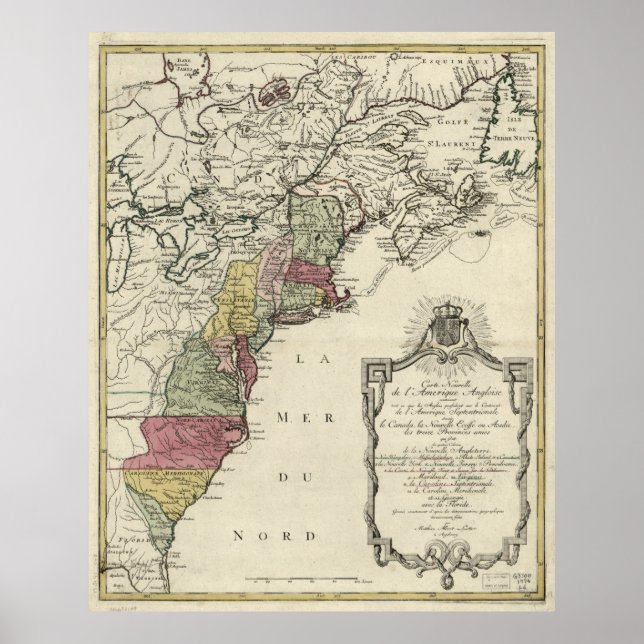 Colonial America Karta efter Matthaus Lotter (1776 Poster (Framsidan)