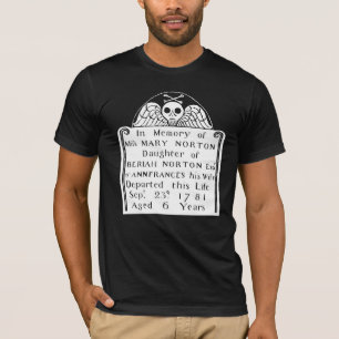 Colonial American Gravsten Skull Angel Bones T Shirt