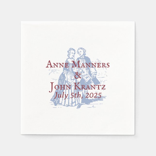 Colonial American lite Bröllop Pappersservett (Framsidan)