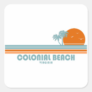 Colonial Beach Virginia Sol Handflatan Träd Fyrkantigt Klistermärke